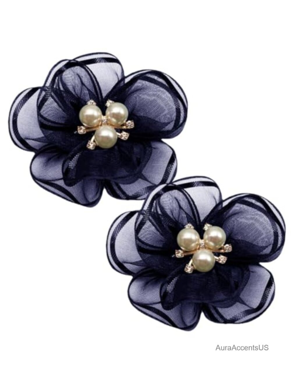 2 Pcs Pearl Flowers Shoe Clips Rhinestone Shoe Charms Lace Floral for Wedding